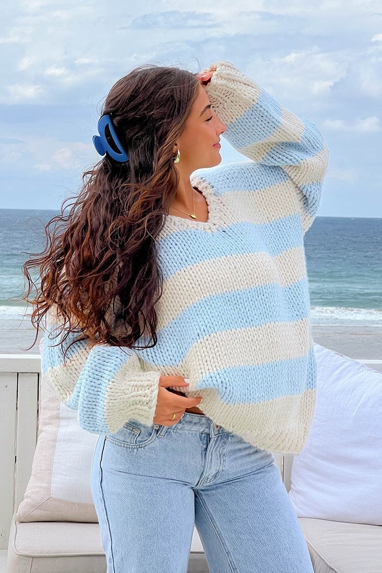 Off-shoulder Striped Sweater