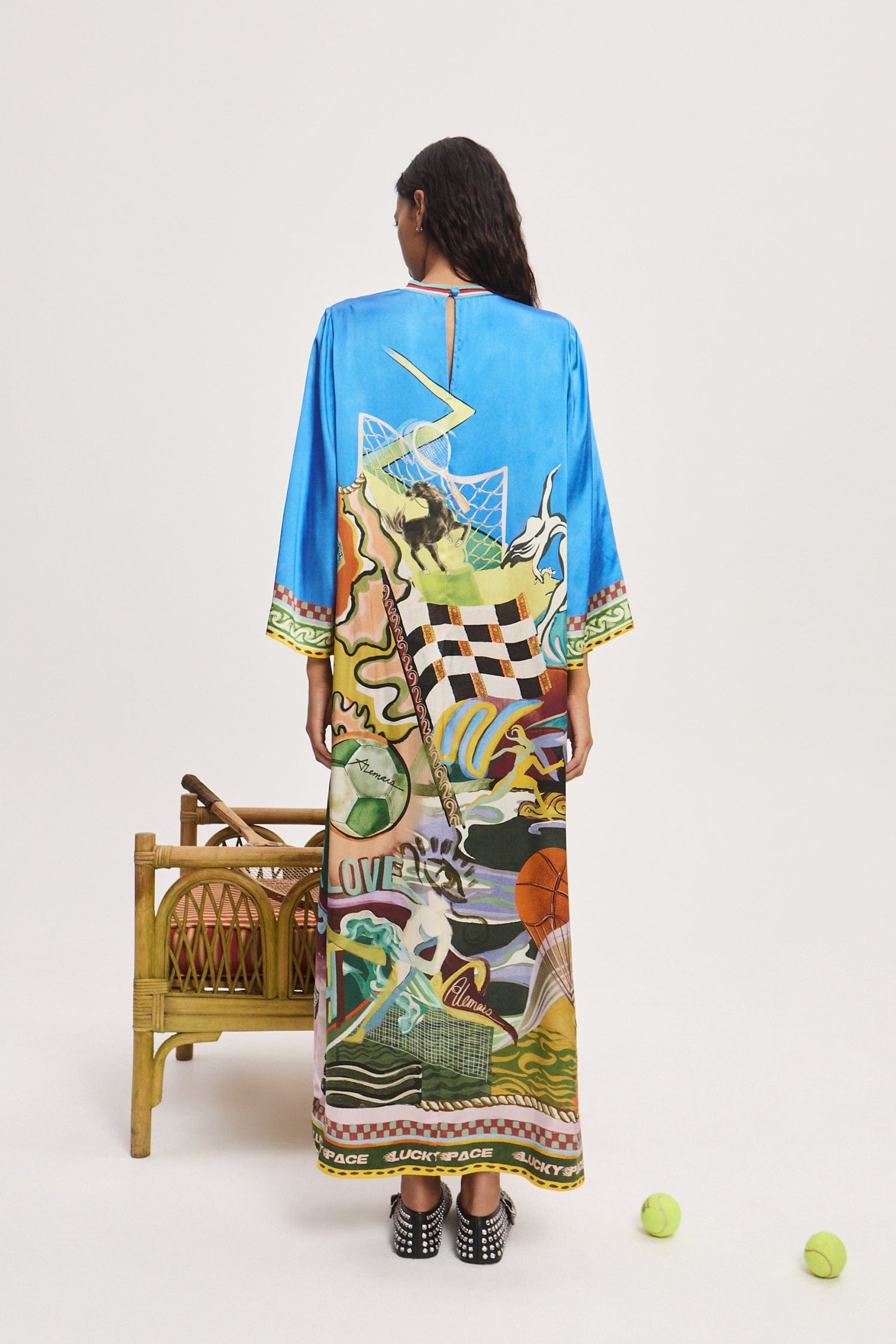 Lucky Pace Satin Print Maxi Dress