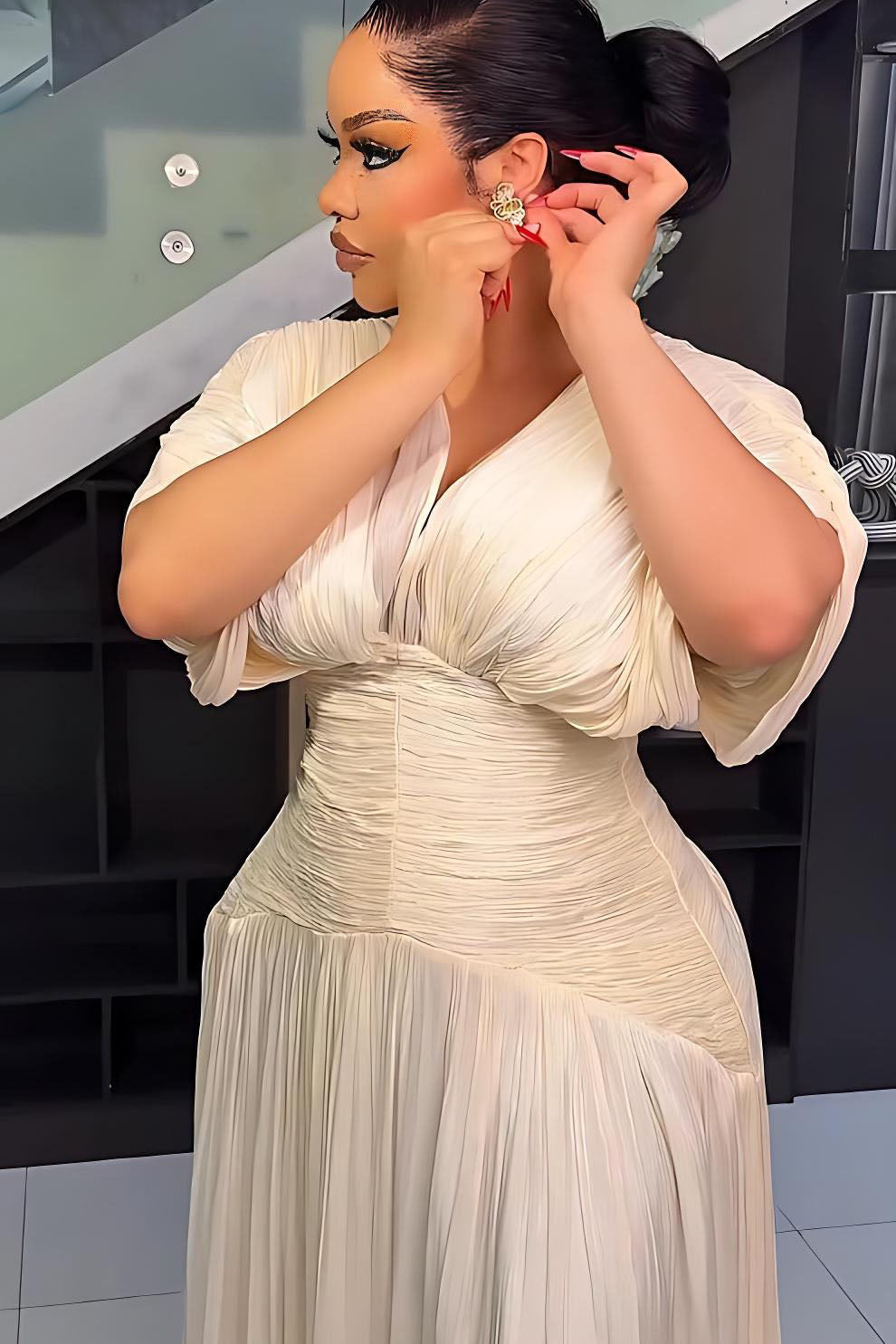 Azure frynsehalo maxi-kjole