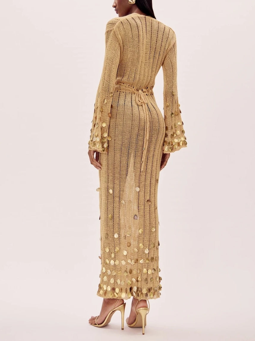 Dolly Gold Knit Maxi Dress