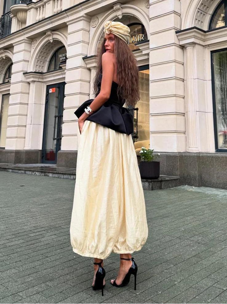 Retro blote buik top en broek set