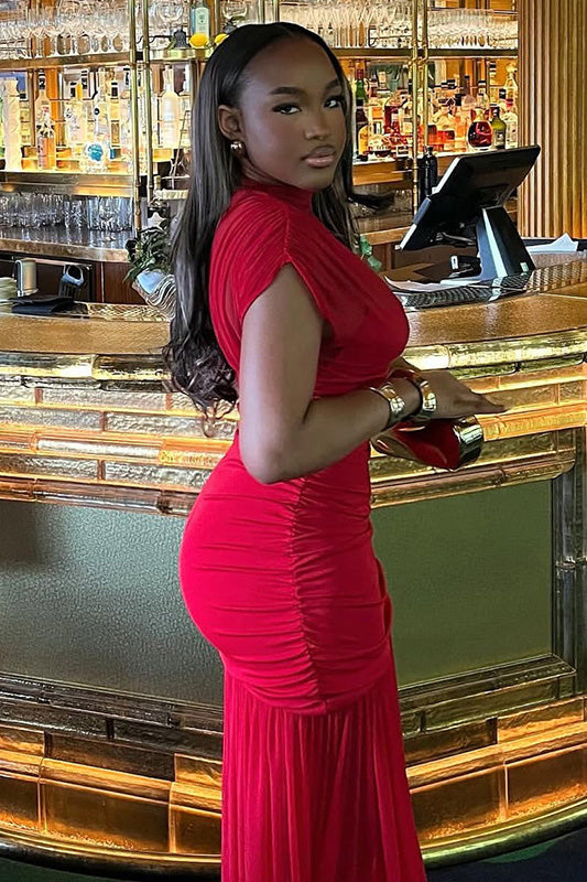 Zamansız Düz Balık Kuyruğu Maxi Elbise