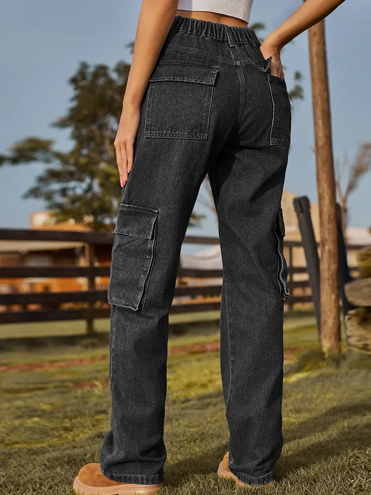 Pantalones Cargo de Mezclilla Utilitarios Retro