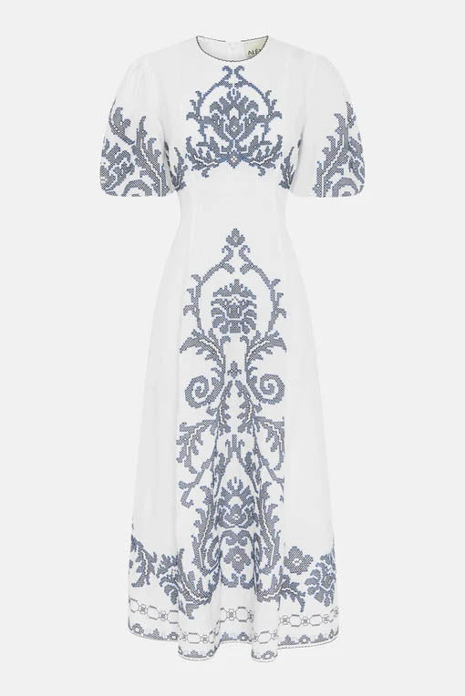 Klänning med puffärm och graffiti-tryck