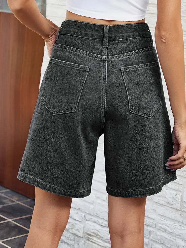 Bermuda en jean à taille ajustable