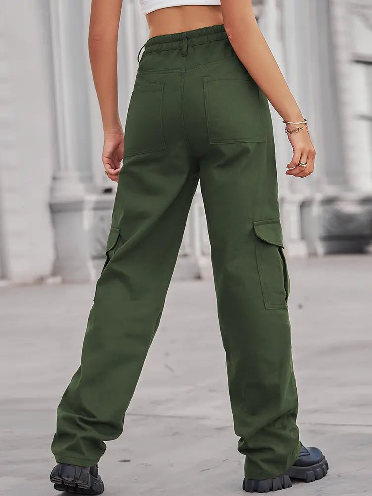 Utility denimbukser med elastisk talje
