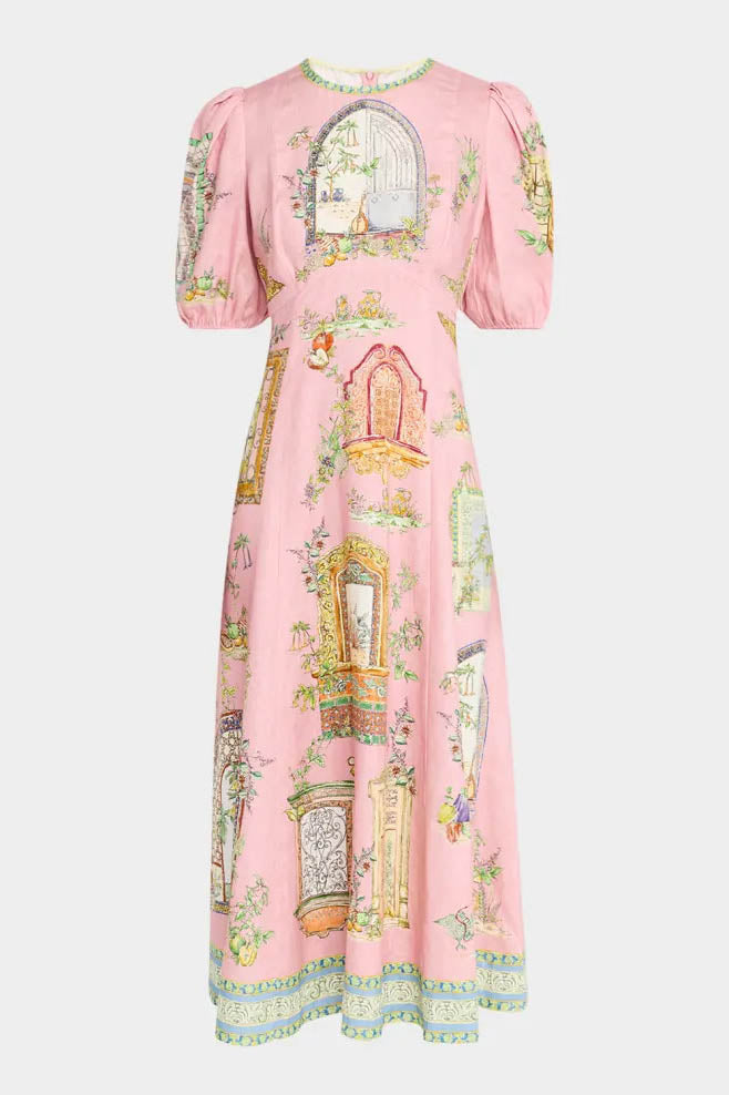 Klänning med puffärm och graffiti-tryck