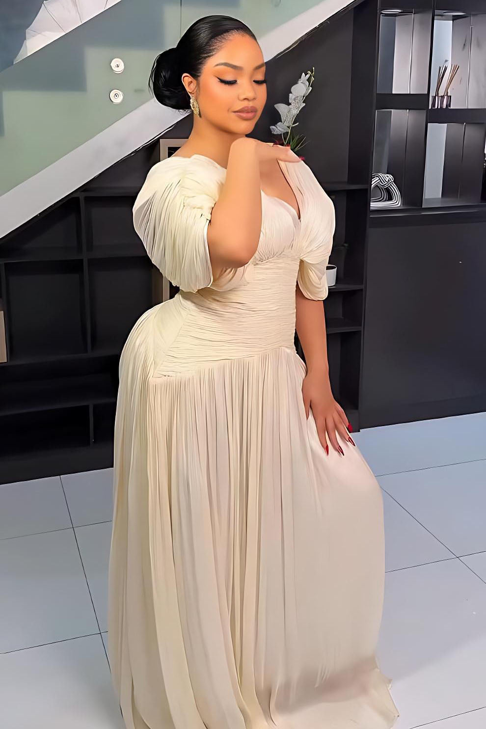 Azure frynsehalo maxi-kjole