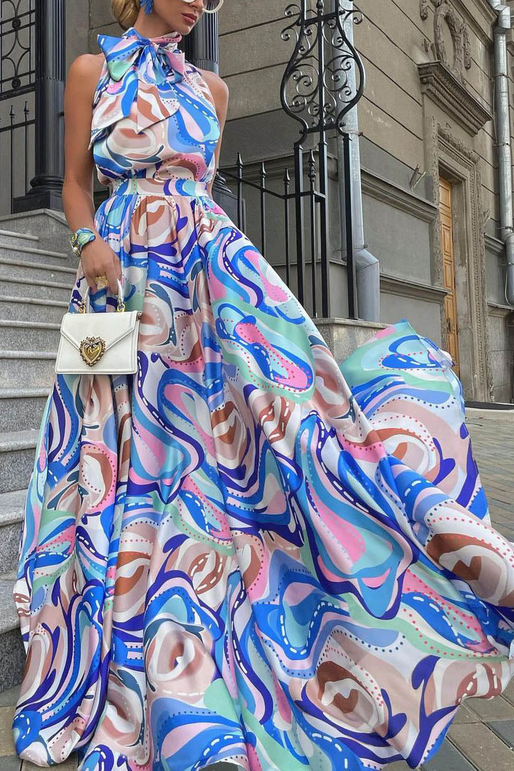 Robe en chiffon à fleurs style français
