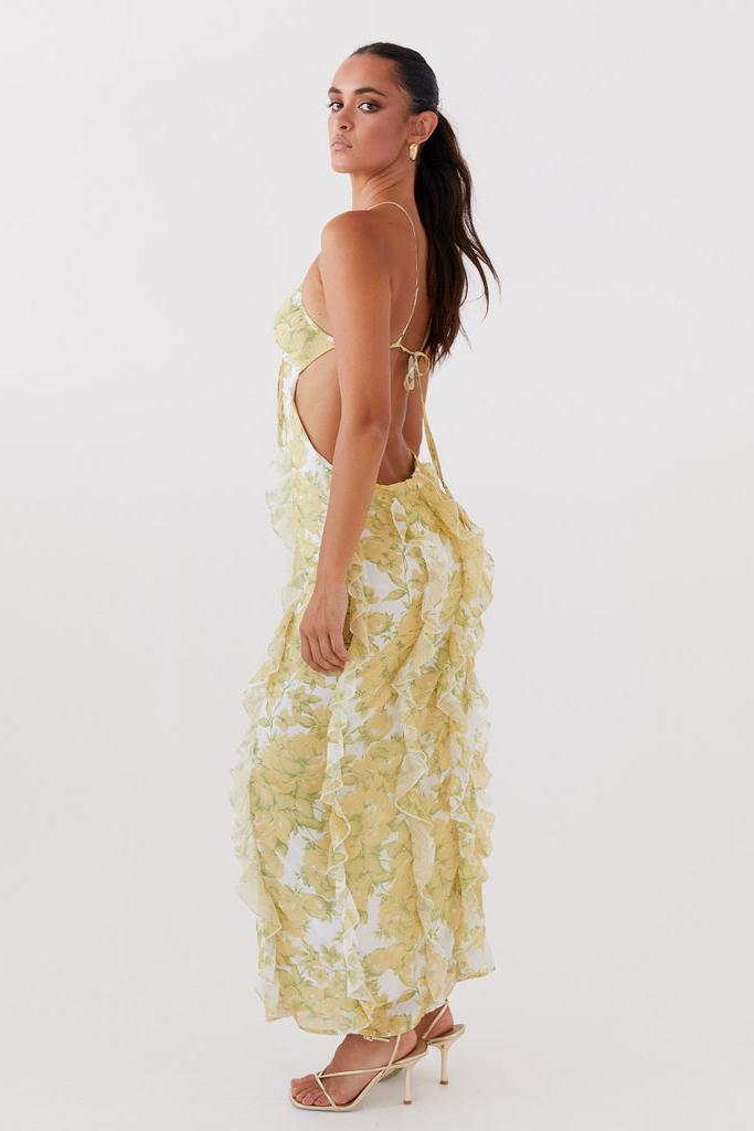 Sunset Kisses Ruffle Maxi Dress - Daffodil