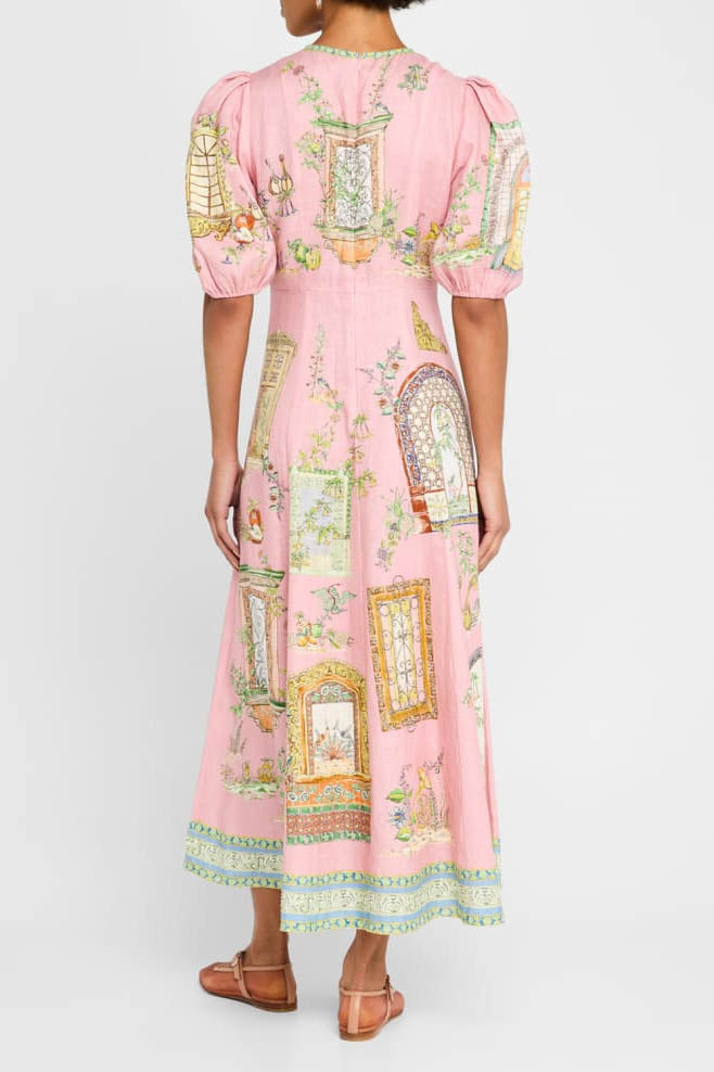 Klänning med puffärm och graffiti-tryck