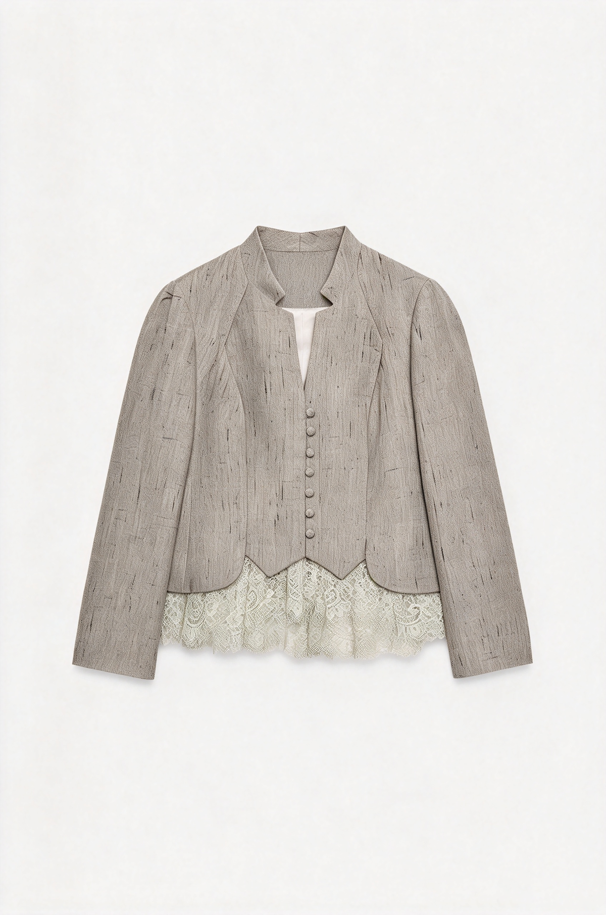Gro Jacket mat Stehkrag a Taille-Schnëtt