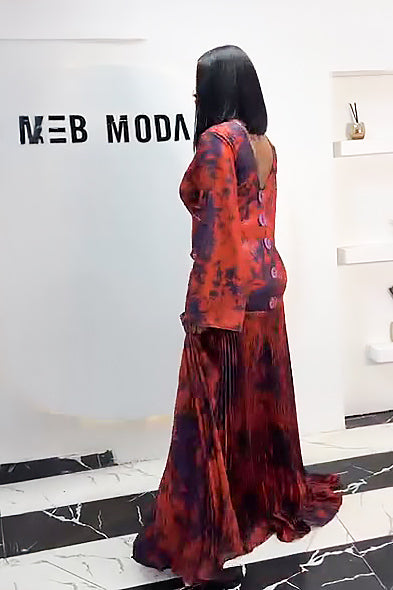 Crimson Tide Pleated Maxi Dress