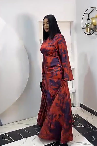 Crimson Tide Pleated Maxi Dress