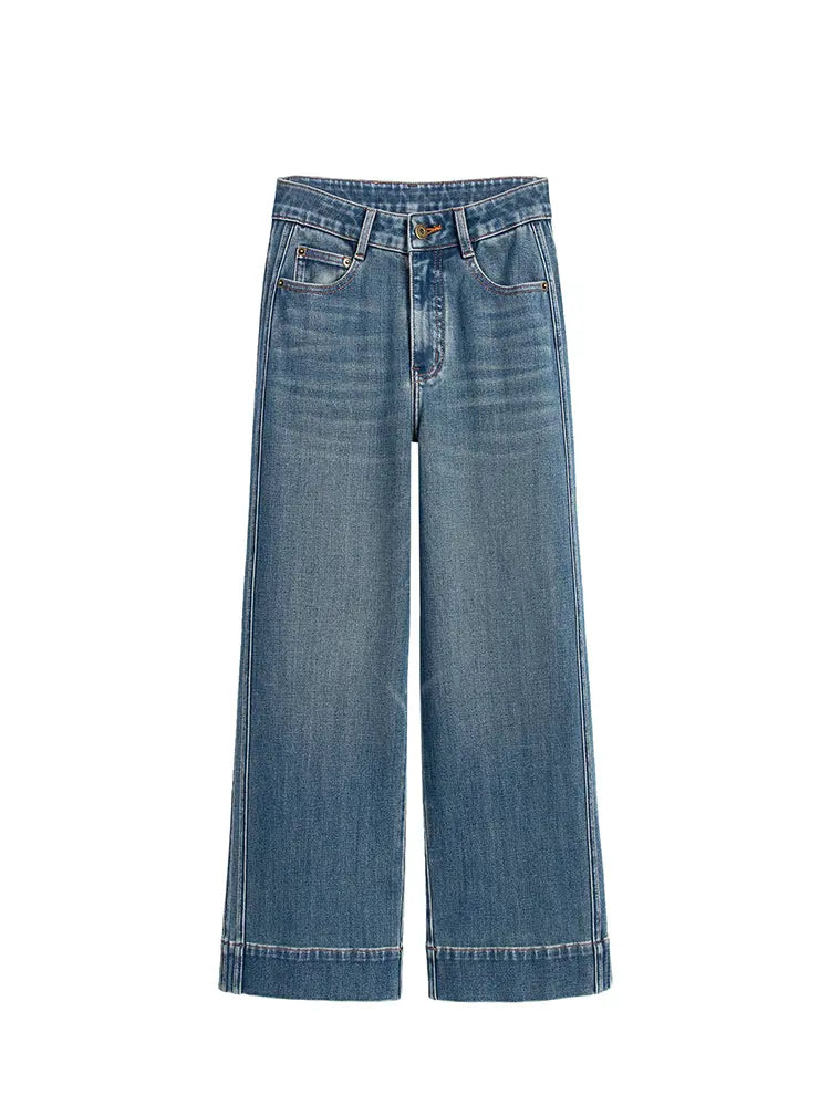 Petite Héichtaill-Jeans mat breede Been