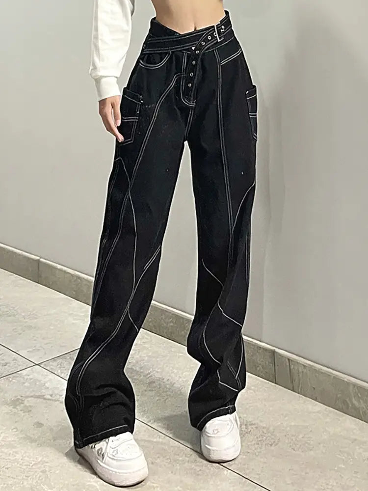 Unike jeans med kontrastsøm