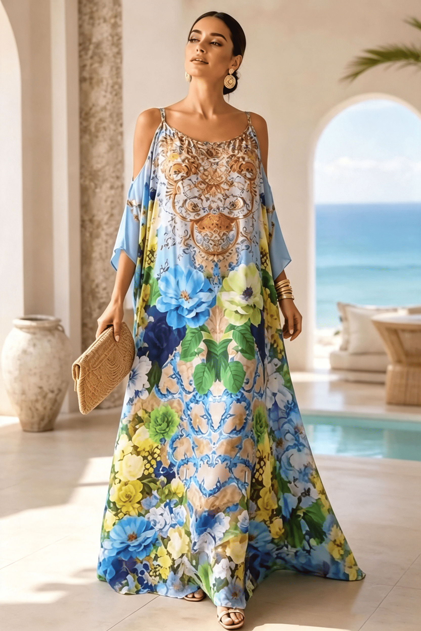 Witte Cape Flow Maxi-jurk