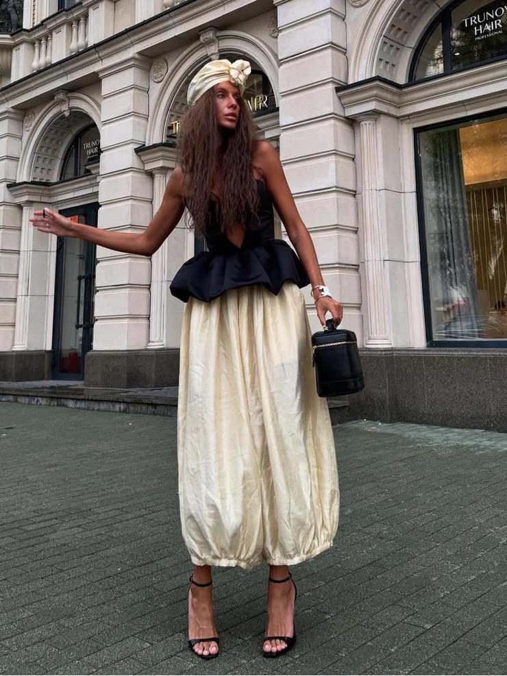 Retro blote buik top en broek set