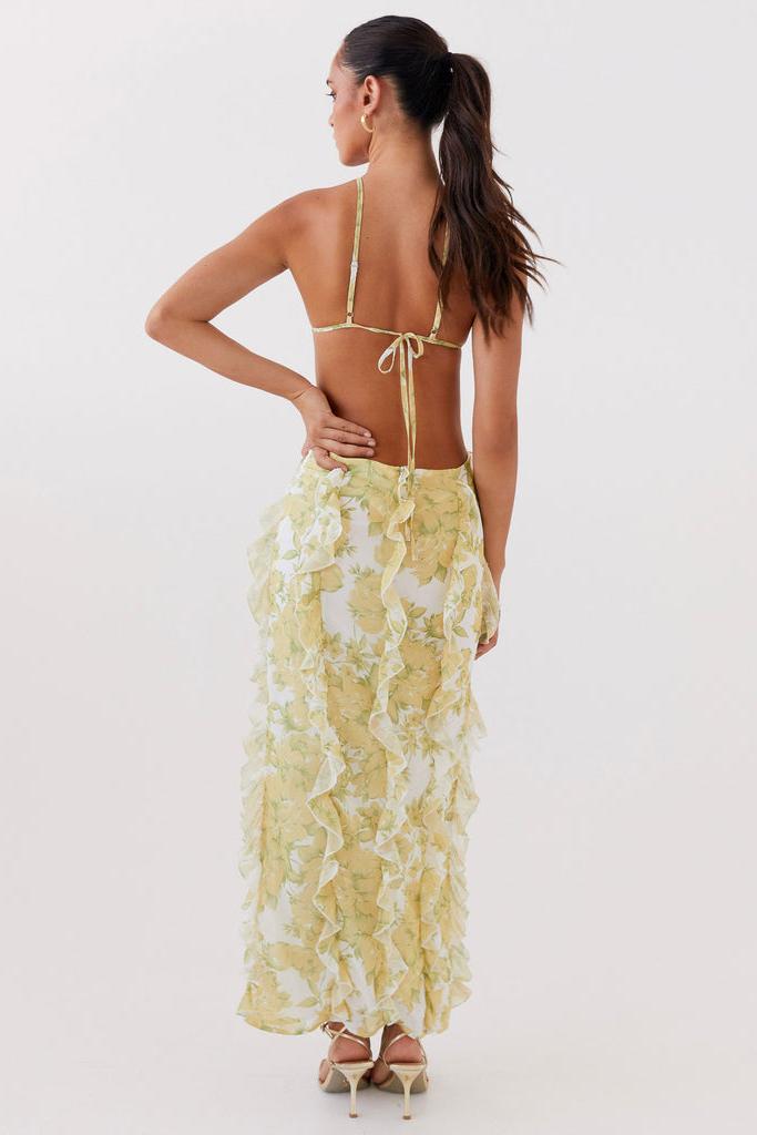 Sunset Kisses Ruffle Maxi Dress - Daffodil
