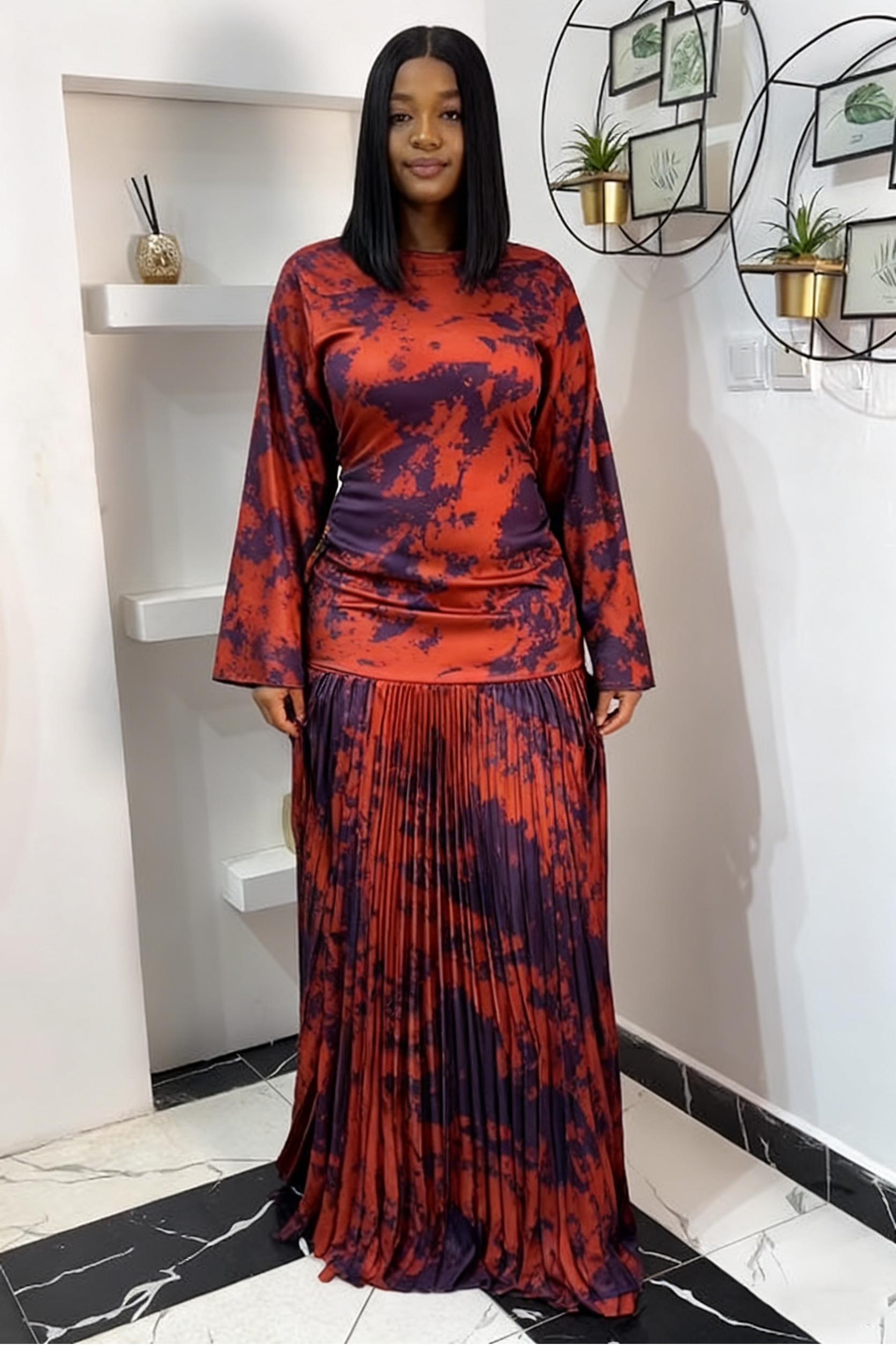 Crimson Tide Pleated Maxi Dress