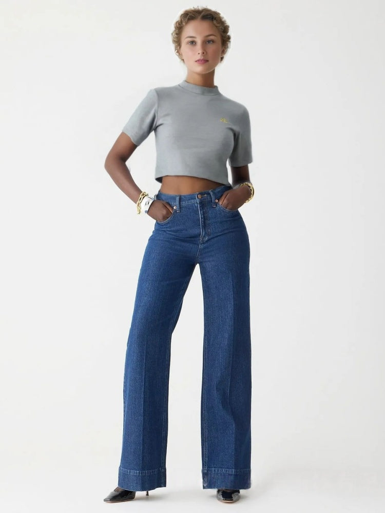 Pantaloni in denim svasati classici lavati
