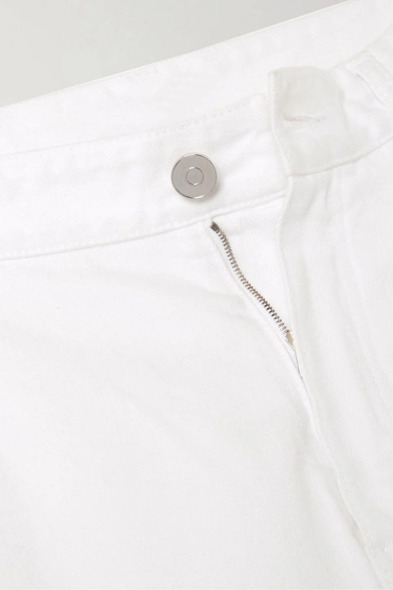 Ruffled Mid-Rise Wide-Leg Jeans