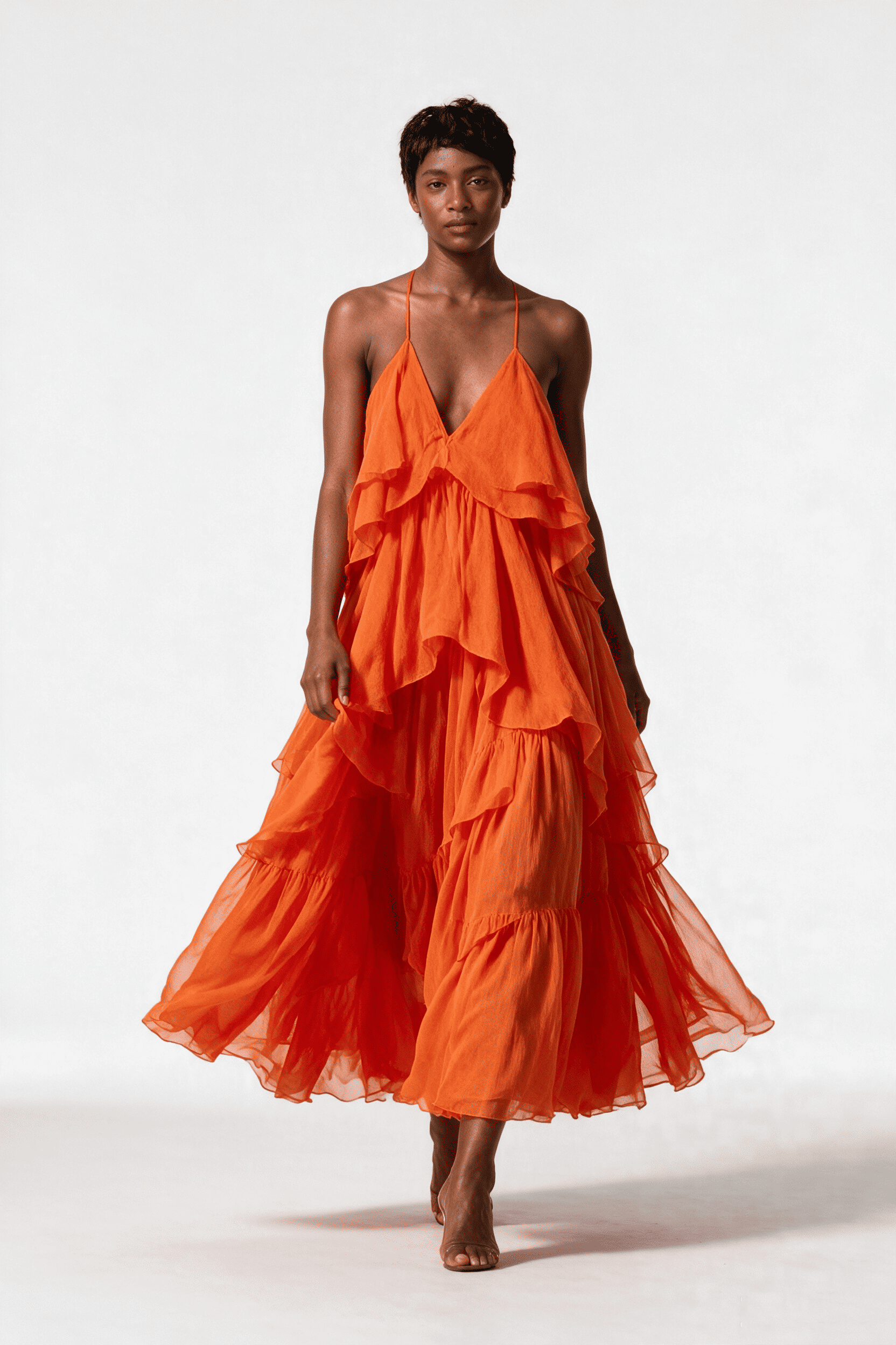 Belle Gradient Plisséiert Maxi Kleed