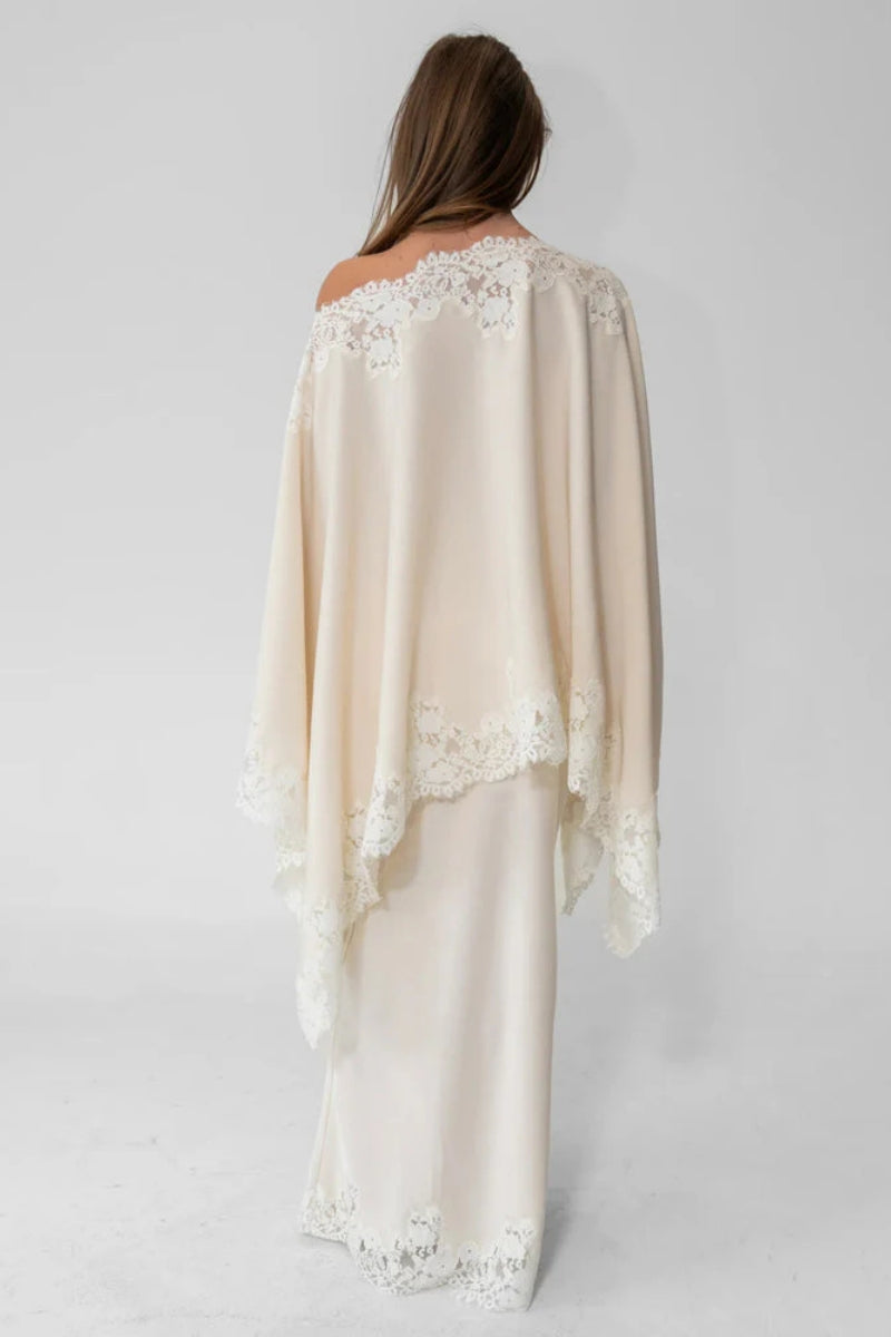 Ivory Lace Shawl Top & Mermaid Skirt Set