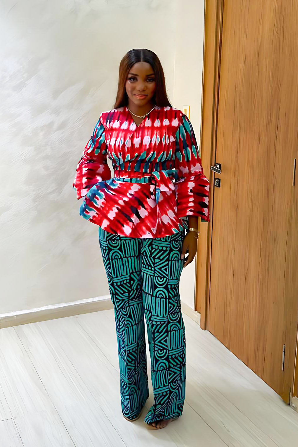 Bell Sleeve & Wide-Leg Pants Set