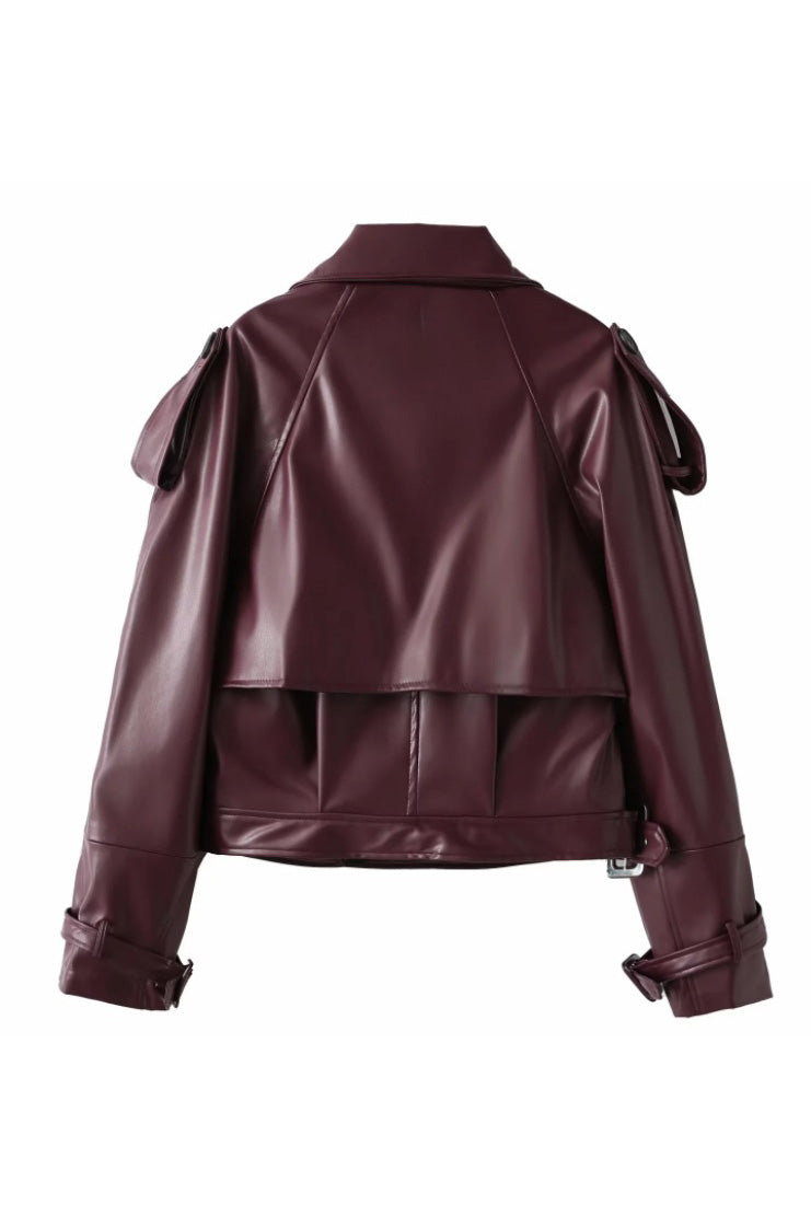 British Moto Cropped Leather Jacket