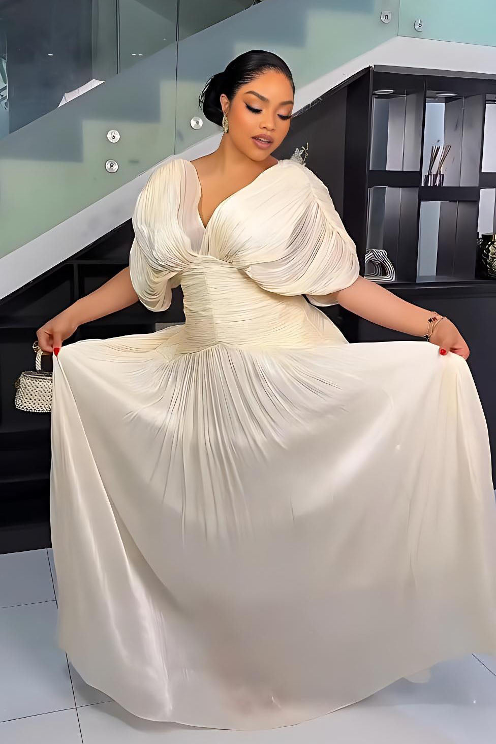 Azure frynsehalo maxi-kjole