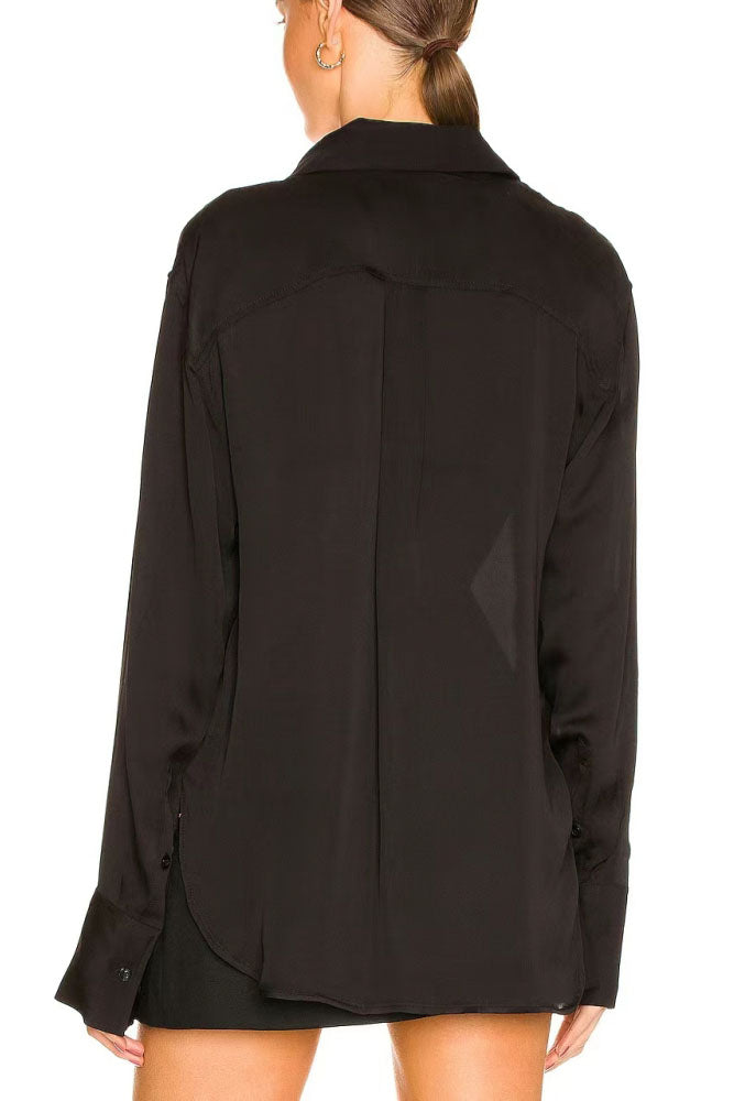 Chiffon Relaxed Shirt & Feather-Trim Velvet Skirt-Pants