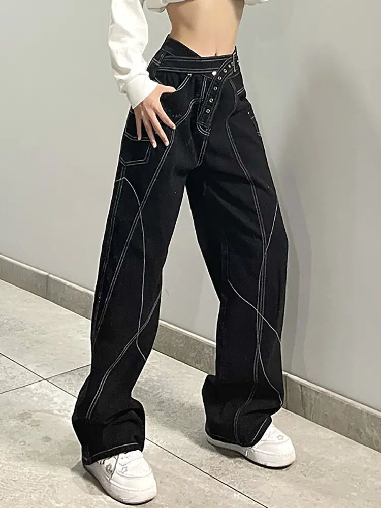 Jeans con costuras de contraste únicas