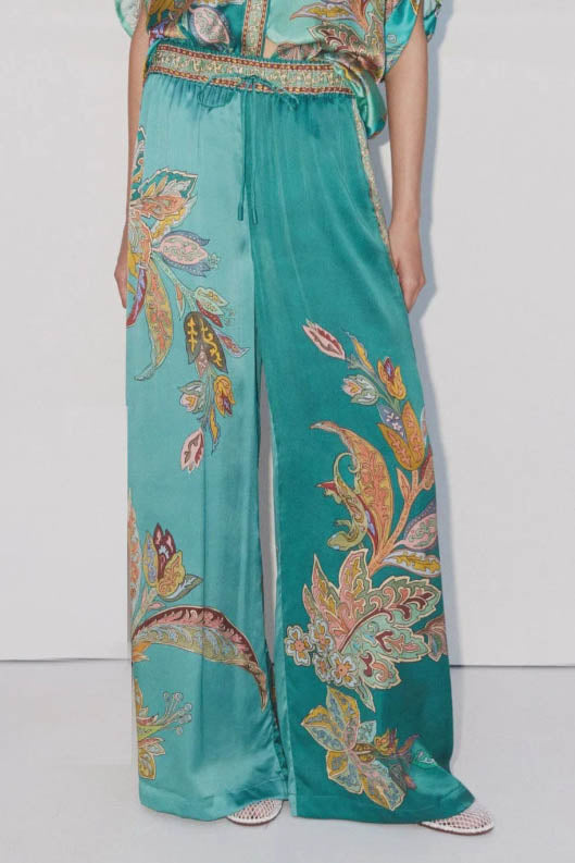 Zestaw koszula i spodnie w retro kwiatowy wzór