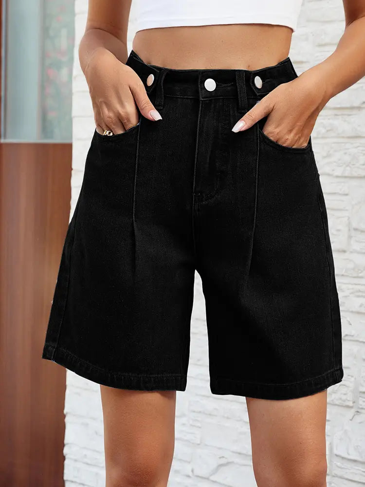 Bermuda en jean à taille ajustable