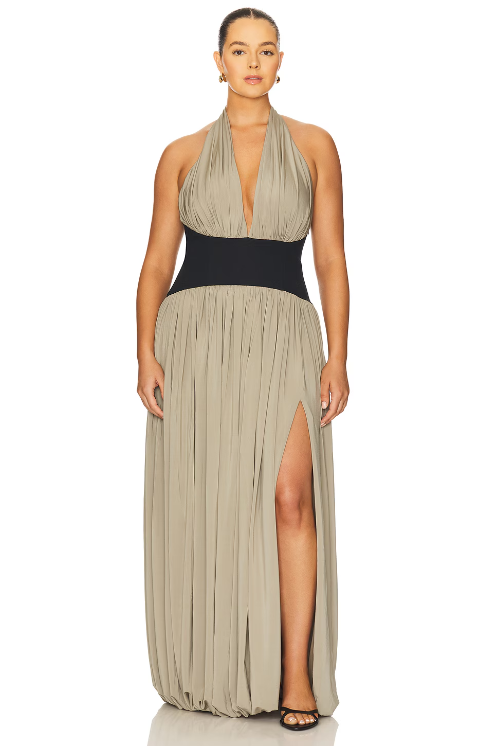 Color-Block Halter Maxi Dress