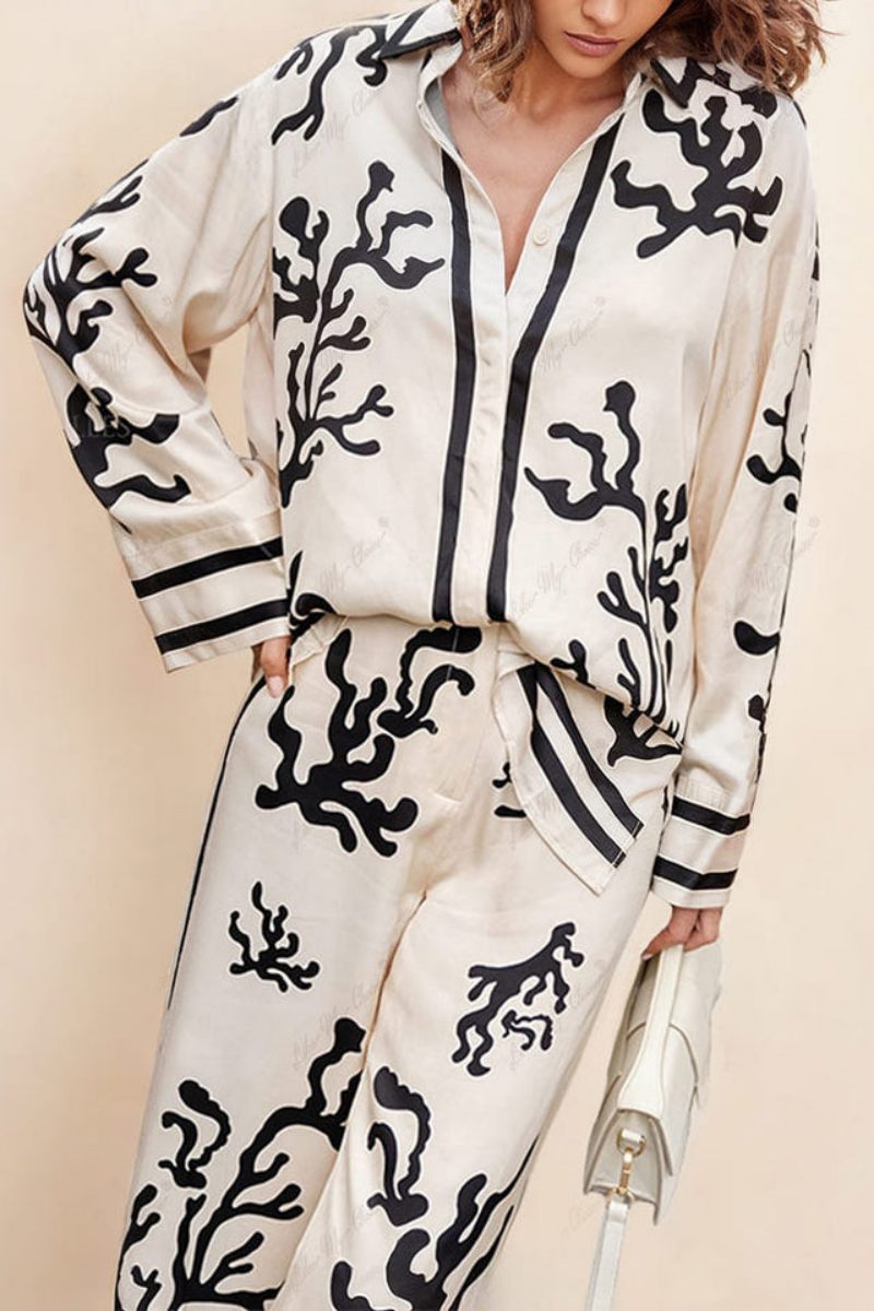 Set pantaloni cu imprimeu și croială largă