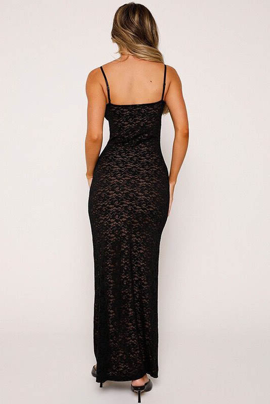 Whispered Lace Backless Dress