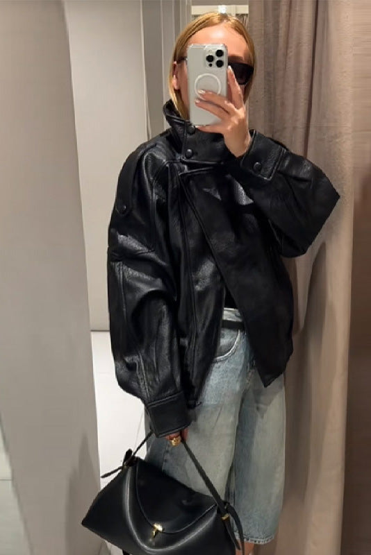 Matte Crinkle PU Jacket