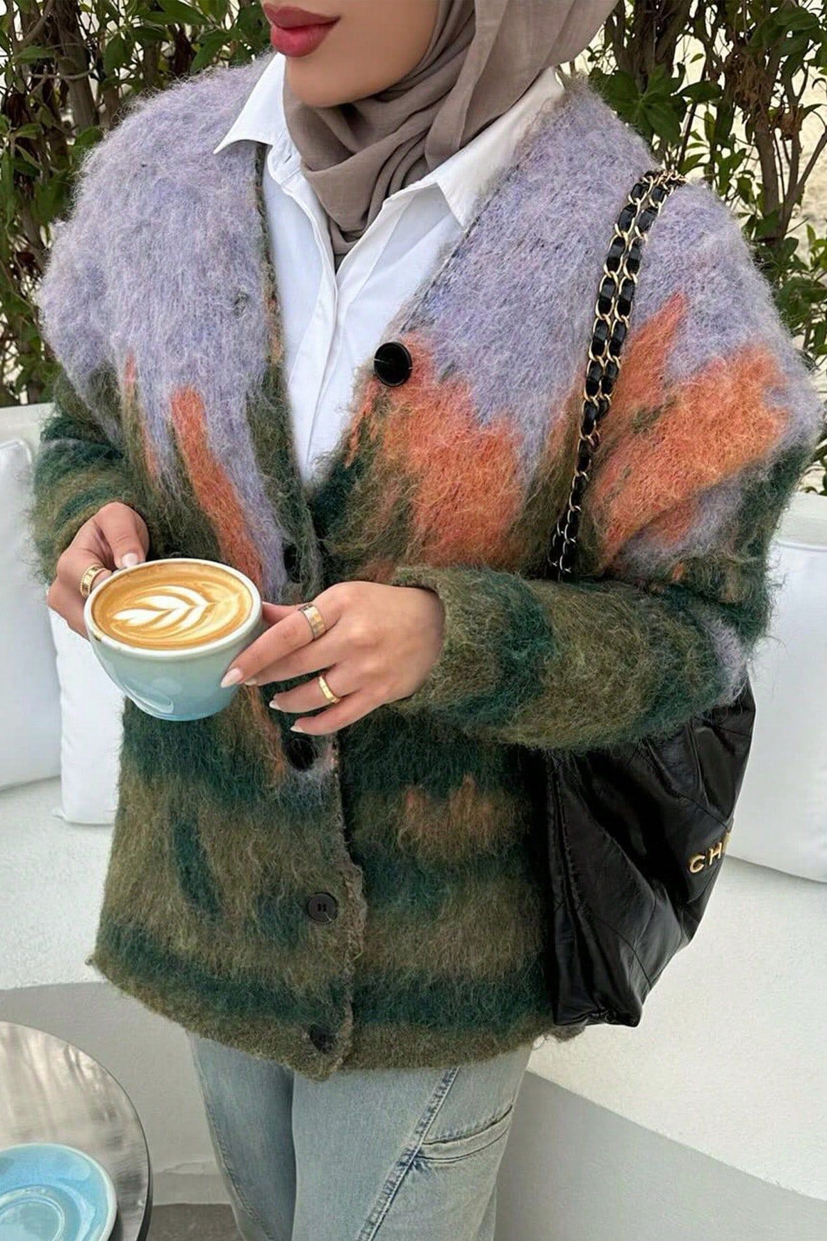 Art-Inspired Knit Cardigan