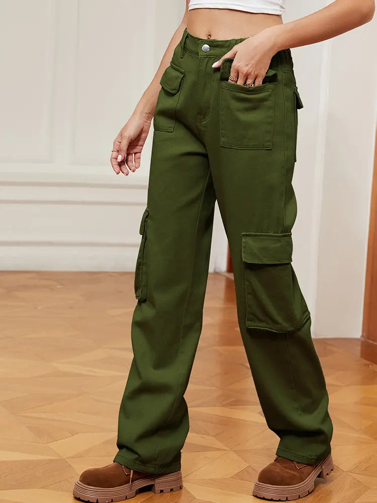 Pantalones Cargo de Mezclilla Utilitarios Retro