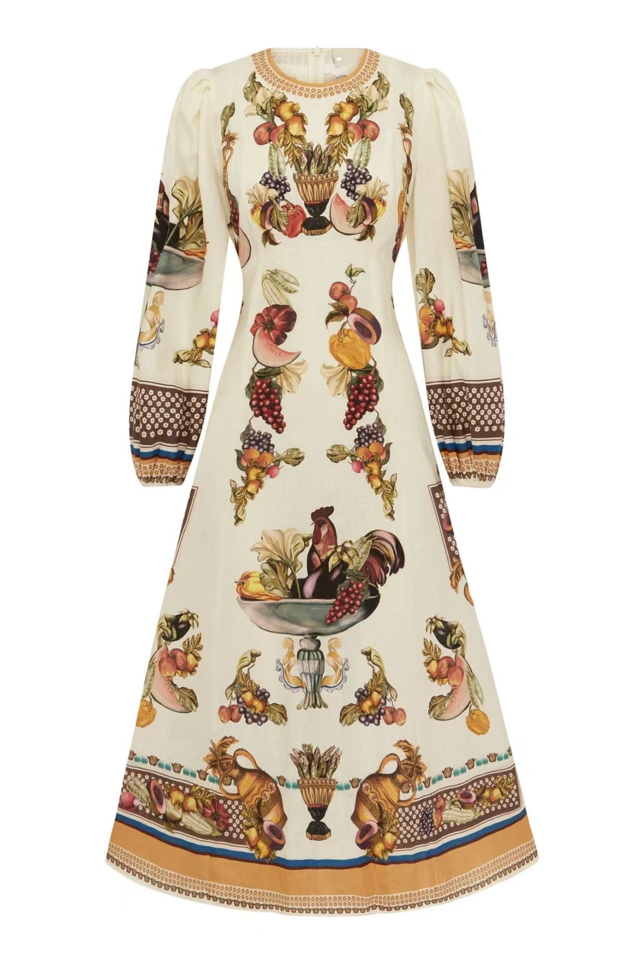 Marcella Ballong Sleeve Animal Maxiklänning