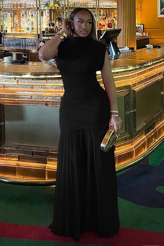 Zamansız Düz Balık Kuyruğu Maxi Elbise