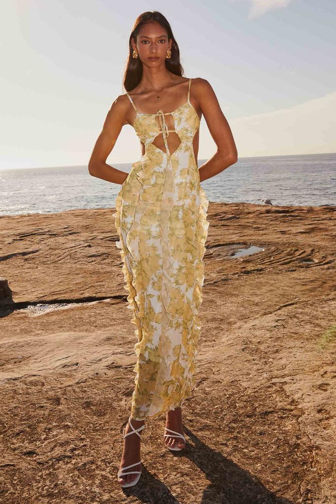 Sunset Kisses Ruffle Maxi Dress - Daffodil
