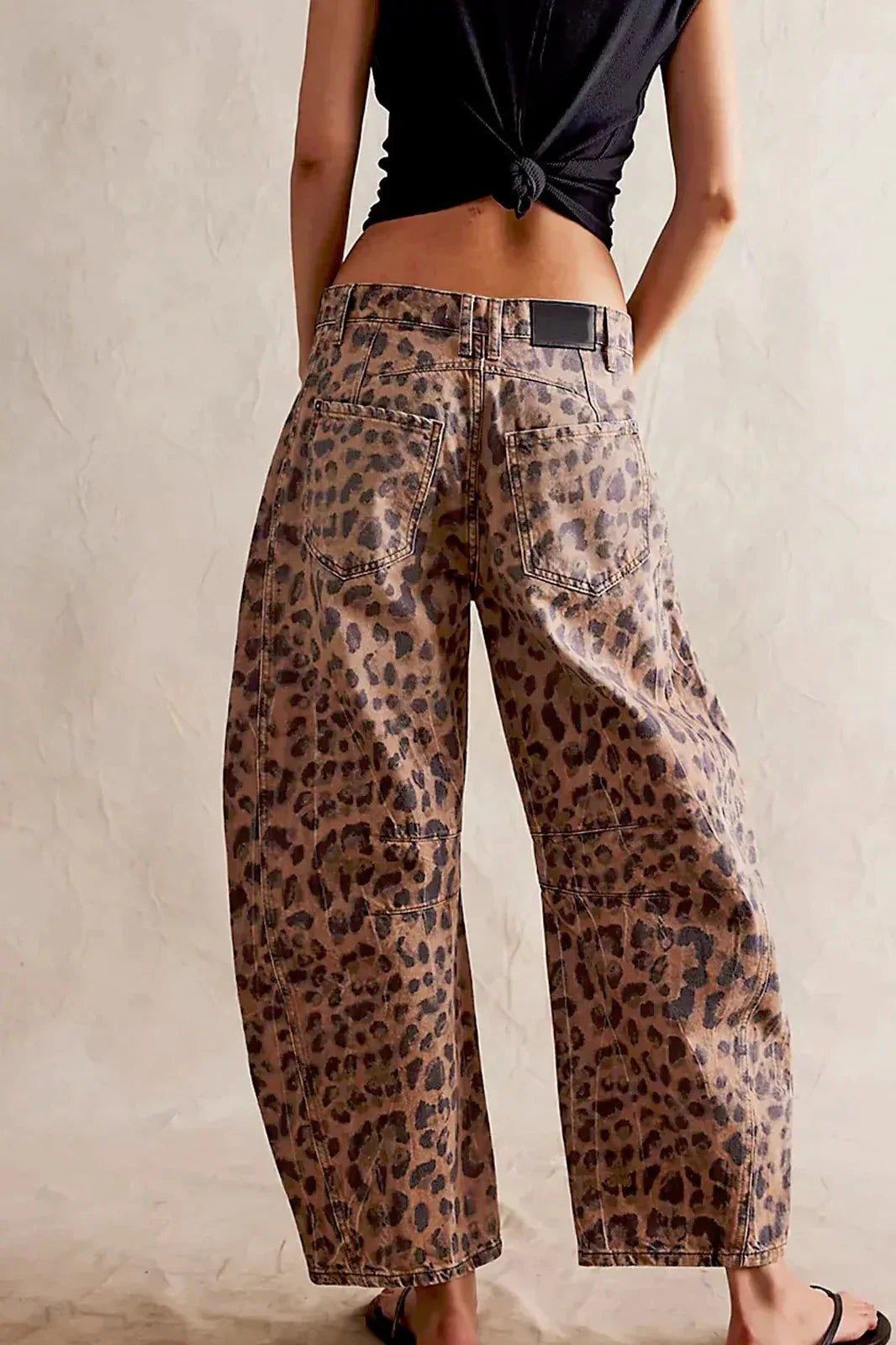 Leopard Print Barrel Jeans