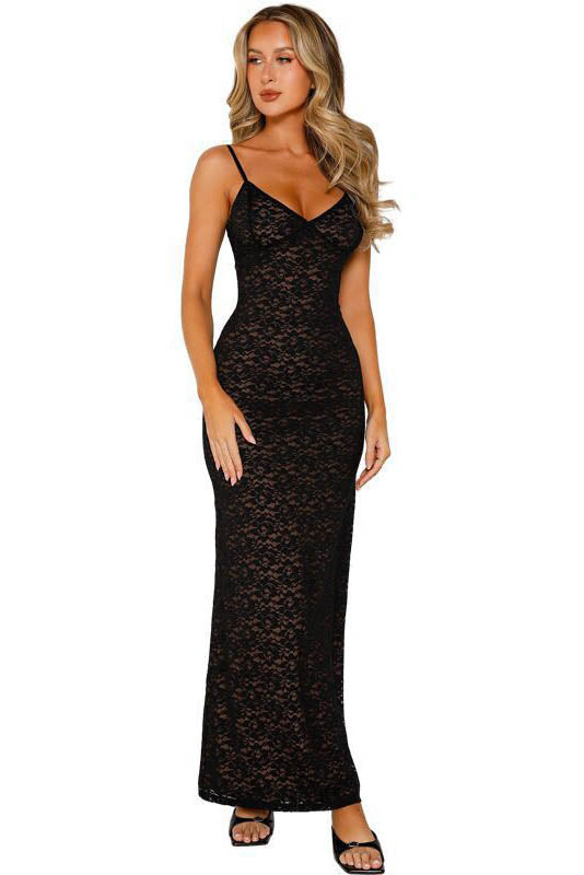 Whispered Lace Backless Dress