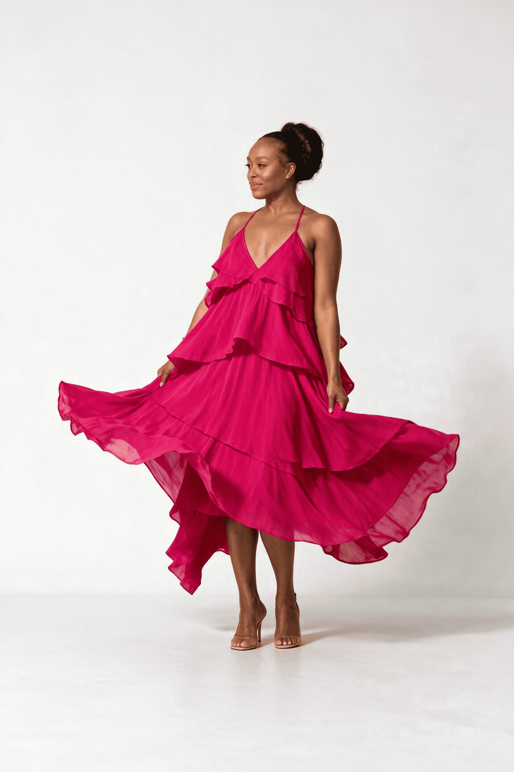 Belle Gradient Plisséiert Maxi Kleed