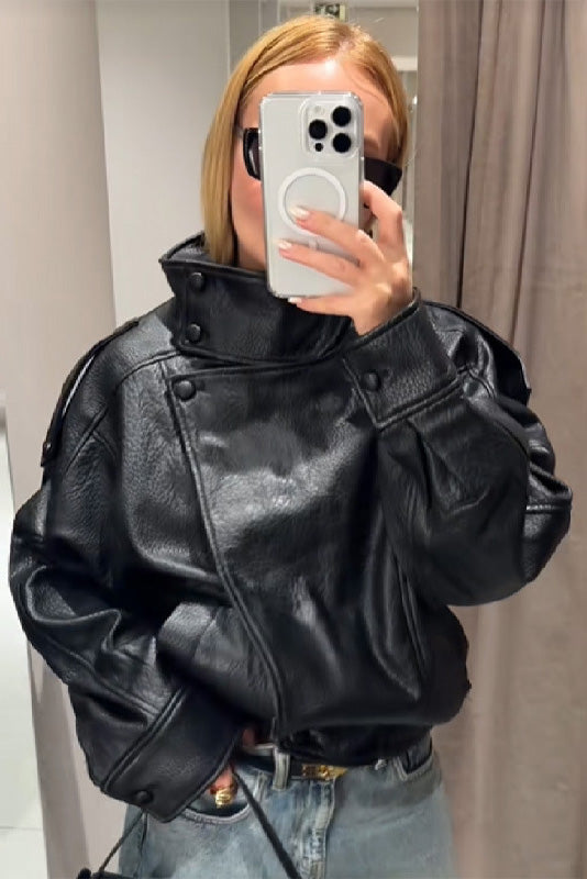 Matte Crinkle PU Jacket
