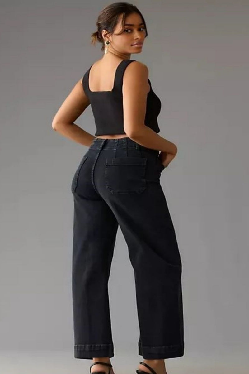 Jeans a vita alta microflare allunganti