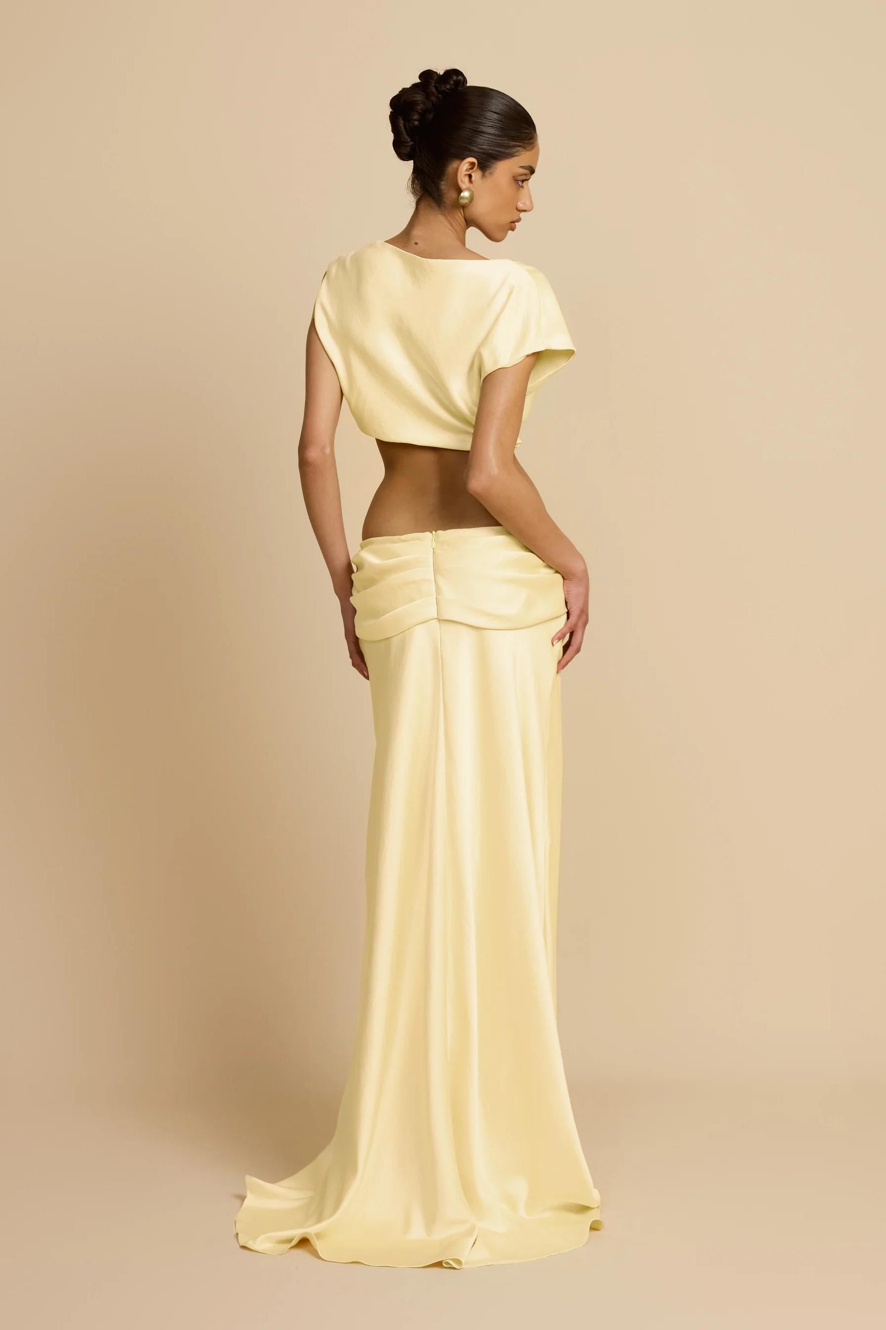 Satin Draped Maxi Skirt Set